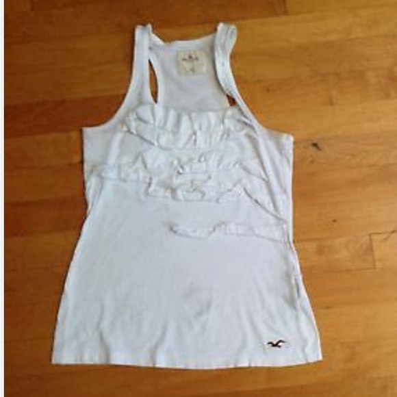 Hollister Girls White Tank Top Size XS w/ Ruffles - Picture 7 of 8